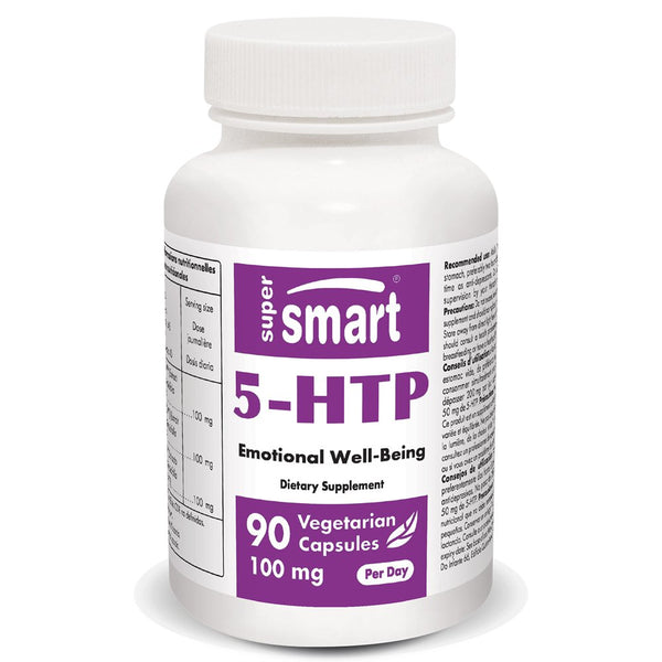 Supersmart - 5-HTP 100 Mg per Day - Mood Support Supplement - Serotonin Synthesis - Stress & Sleep Support | Non-Gmo & Gluten Free - 90 Vegetarian Capsules