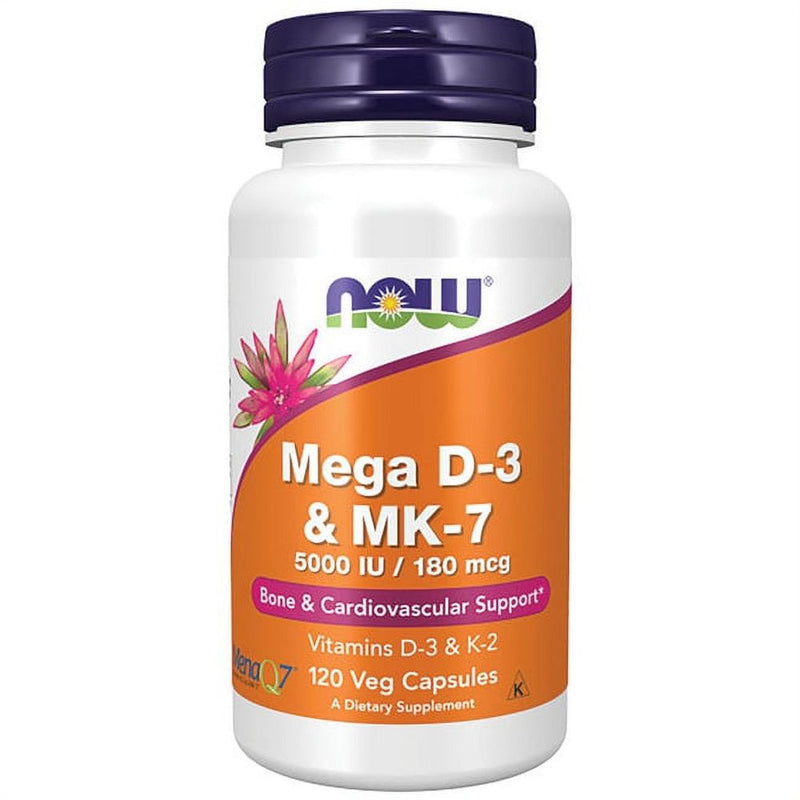 NOW Foods - Mega D-3 & MK-7 Bone & Cardiovascular Support - 120 Capsules