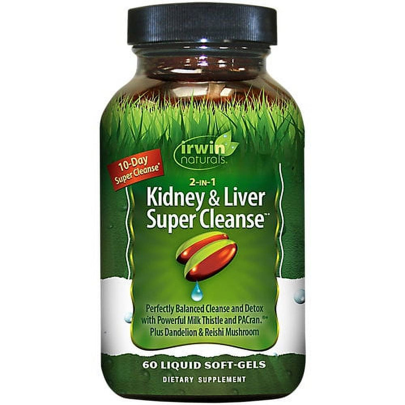 2-In-1 Kidney & Liver Super Cleanse - 10 Day Balanced Detox with Milk Thistle (60 Softgels)