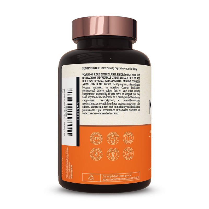 Live Conscious Magwell Magnesium Triple Complex W/ Glycinate Citrate, 120Ct