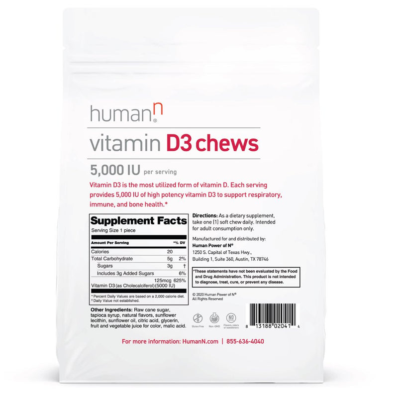 Humann Vitamin D3 Chews - Mixed Berry Flavor - 30 Count