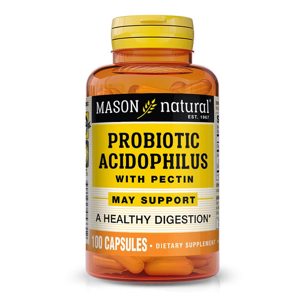 Mason Natural Probiotic Acidophilus with Pectin and Calcium - Immune System Booster, Improved Gut Health, Supports Regularity and a Healthy Digestion, 100 Capsules
