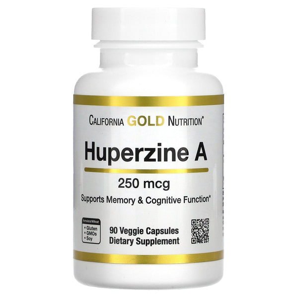Huperzine a by California Gold Nutrition - Support for Memory & Cognitive Function - Promotes Healthy Acetylcholine Levels - Vegan Friendly - Gluten Free, Non-Gmo - 250 Mcg - 90 Veggie Capsules