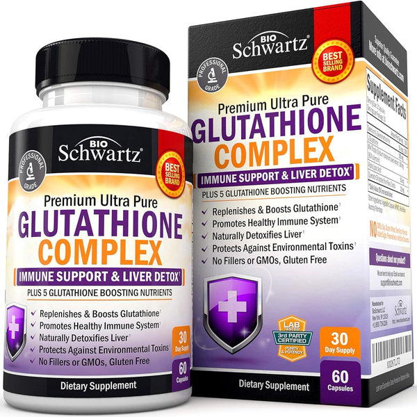 Bioschwartz Glutathione Complex with Milk Thistle Extract | Liver & Immune Support Supplement | 60Ct