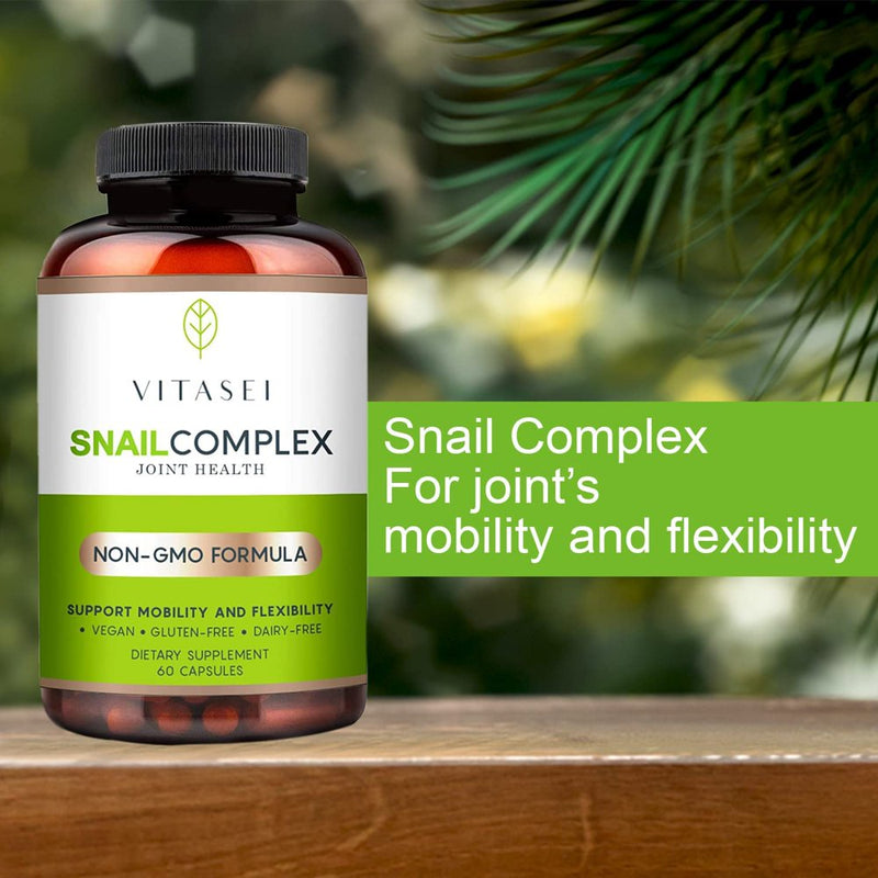 VITASEI Snail Complex Collagen Joint Support Supplement for Women & Men, Supports Mobility & Flexibility, Organic Dietary MSM Supplement, Non-Gmo, Gluten-Free - 60 Pills (Pack of 3)