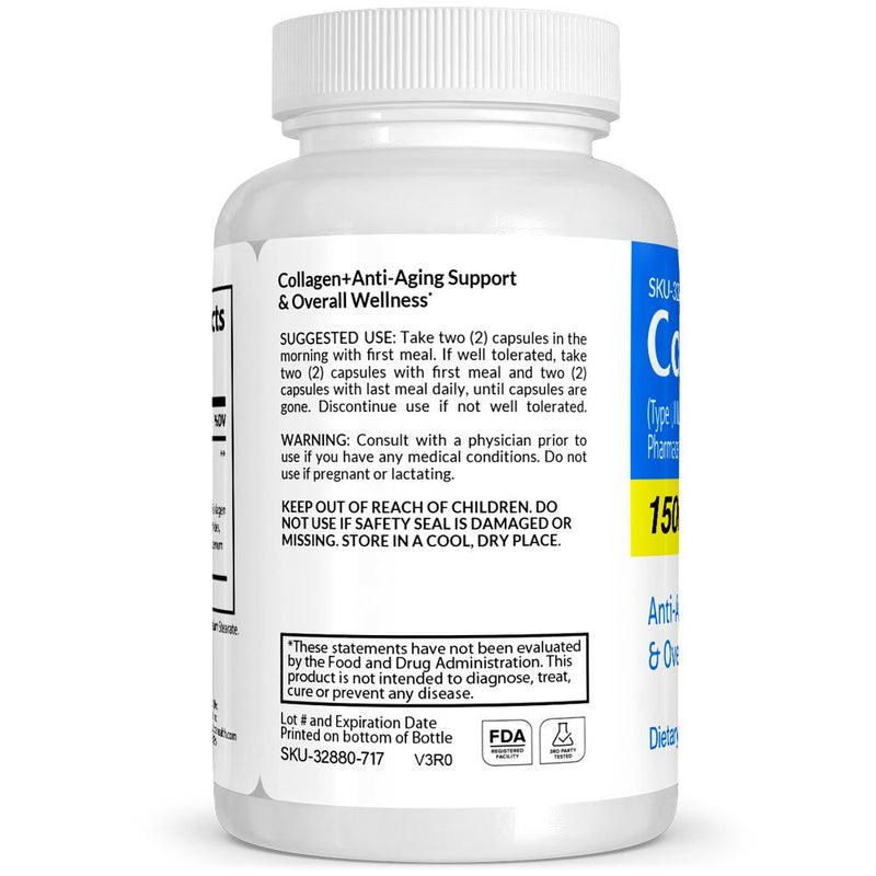 Collagen Pills Pharmaceutical Grade OTC, Peptides Supplement, Women & Men, 60Ct, Vitasource