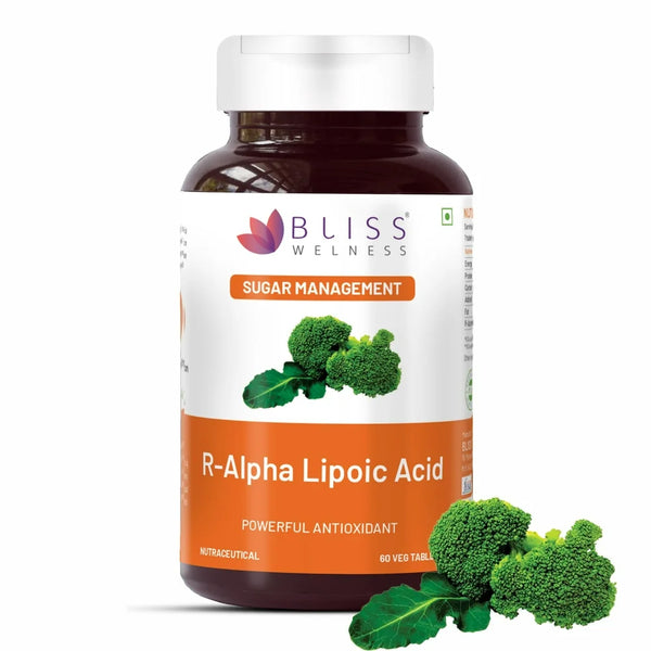 Bliss Welness Alpha Lipoic Acid 300Mg | Natural & Pure R Type ALA | Universal Antioxidant Liver Health Energy Booster Blood Sugar Management Supplement - Pack of 60 Veget