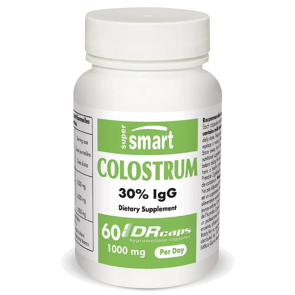 Supersmart - Colostrum 1000 Mg per Day (30% Igg) - Immune Support & Booster - from Bovine Milk - Respiratory & Gut Health Supplement | Non-Gmo & Gluten Free - 60 DR Capsules