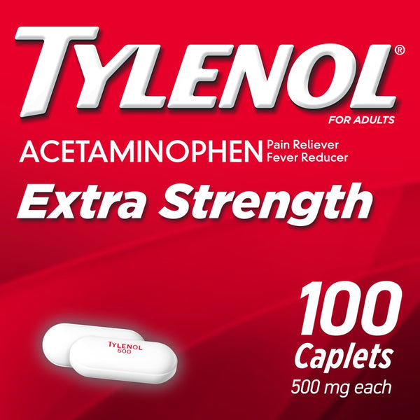 Tylenol Extra Strength Caplets with 500 Mg Acetaminophen, 100 Ct