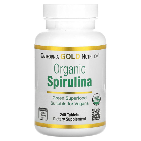 Organic Spirulina Supplement by California Gold Nutrition, Featuring a Green Superfood with Antioxidants, Vegan Friendly, Gluten Free, Non-Gmo, 500 Mg, 240 Tablets