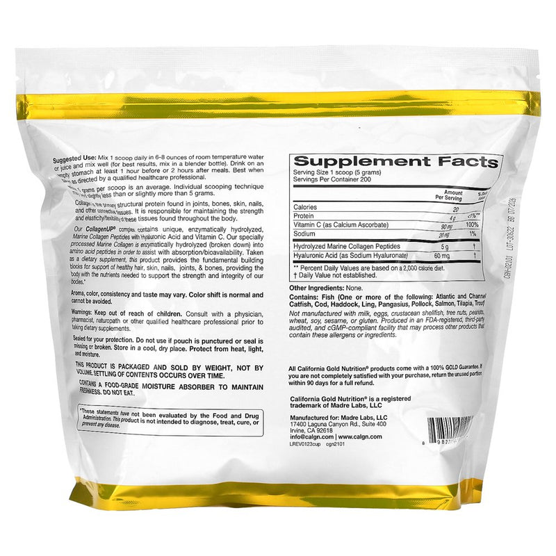 California Gold Nutrition Collagenup, Unflavored, 2.2 Lbs (1 Kg)