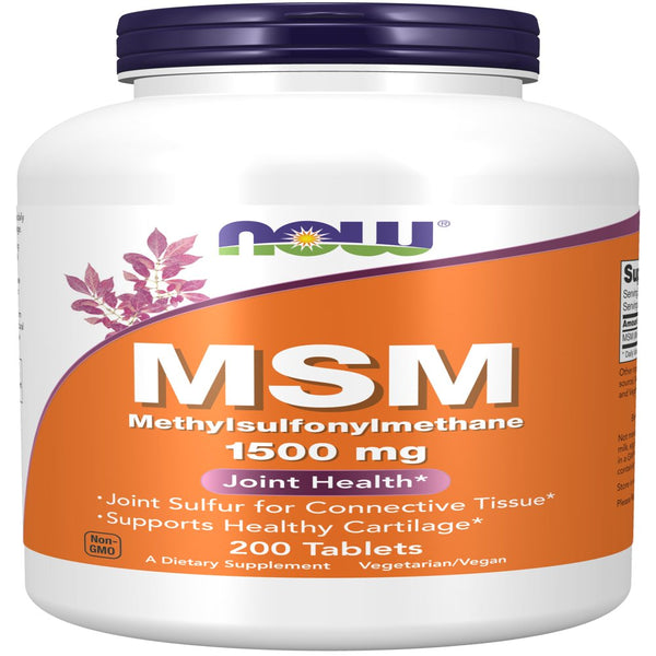 NOW Supplements, MSM (Methylsulfonylmethane) 1,500 Mg, Supports Healthy Cartilage*, Joint Health*, 200 Tablets