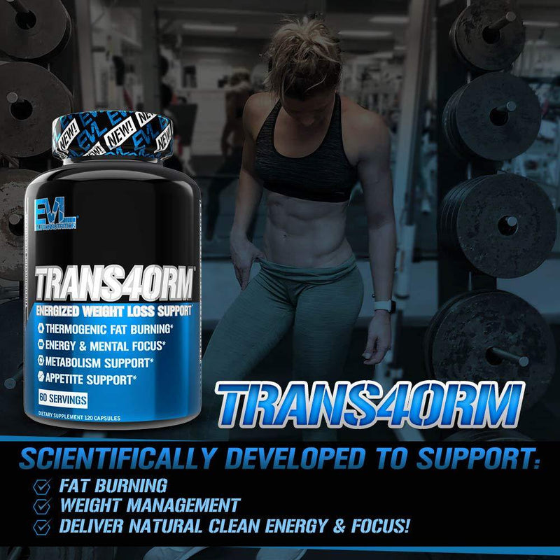Evlution Nutrition Trans4Orm - Complete Thermogenic Fat Burner for Weight Loss, Clean Energy and Focus with No Crash, Boost Metabolism, Suppress Appetite, Diet Pills, 60 Servings