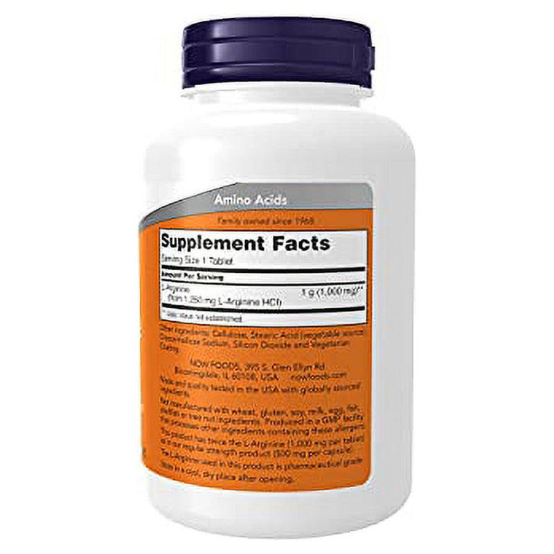 NOW Supplements, L-Arginine 1,000 Mg, Nitric Oxide Precursor, Amino Acid, 120 Tablets