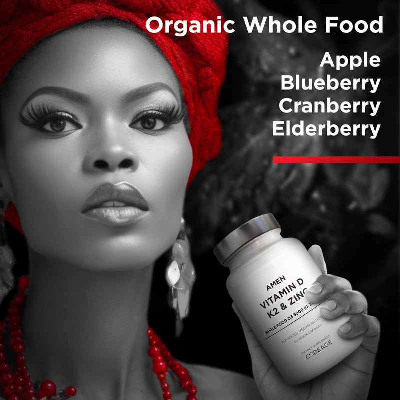 Amen Vitamin D, K2 & Zinc, Cholecalciferol D3 5000 IU, Organic Whole Food Blend, Non-Gmo, 60 Ct