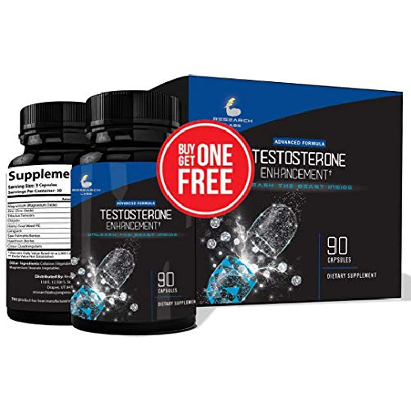 Testosterone Booster for Men Male Enhancement Pharmacist Recommended by Research Labs. 180 Capsules with Zinc, Tribulus, Horny Goat Weed, Tongkat Ali, Saw Palmetto, Test Booster. Boosts Drive Energy