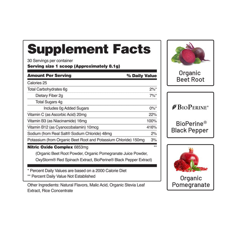 Snap Supplements Organic Mixed Berry Beet Root Powder with Amino Acids, Cardio Health Support and Natural Energy, 250G