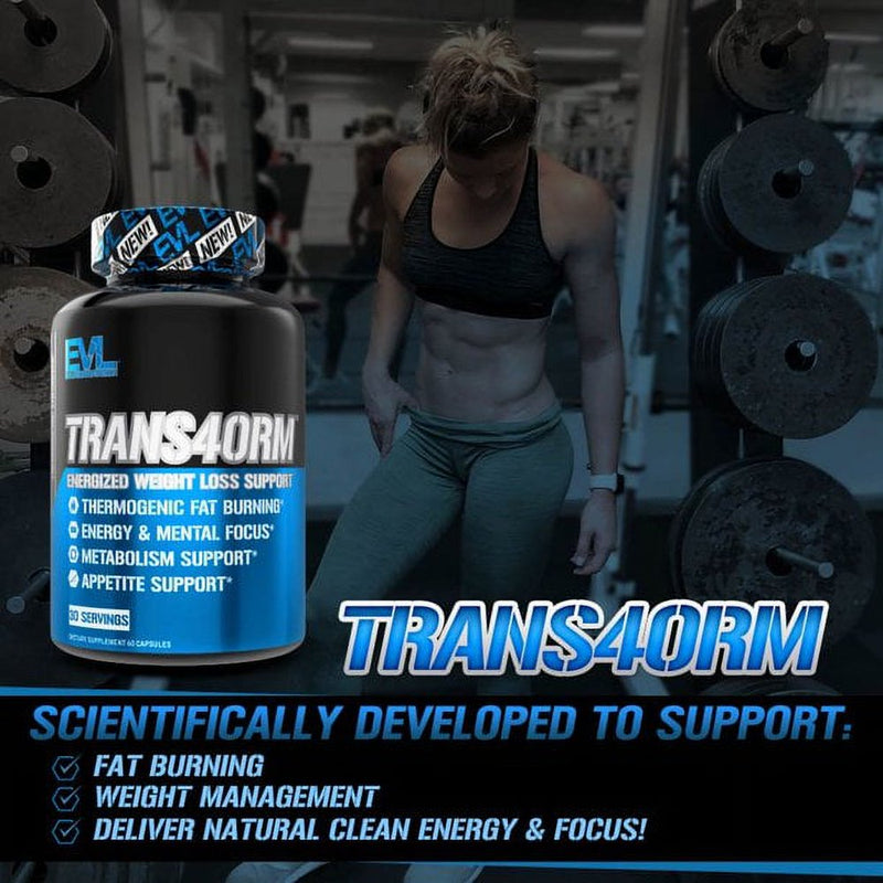 Trans4Orm Thermogenic Fat Burner Supplement - EVL Nutrition Weight Loss Pills Metabolism Booster - Appetite Suppressant for Weight Loss Diet Pills for Men & Women (30 Servings)