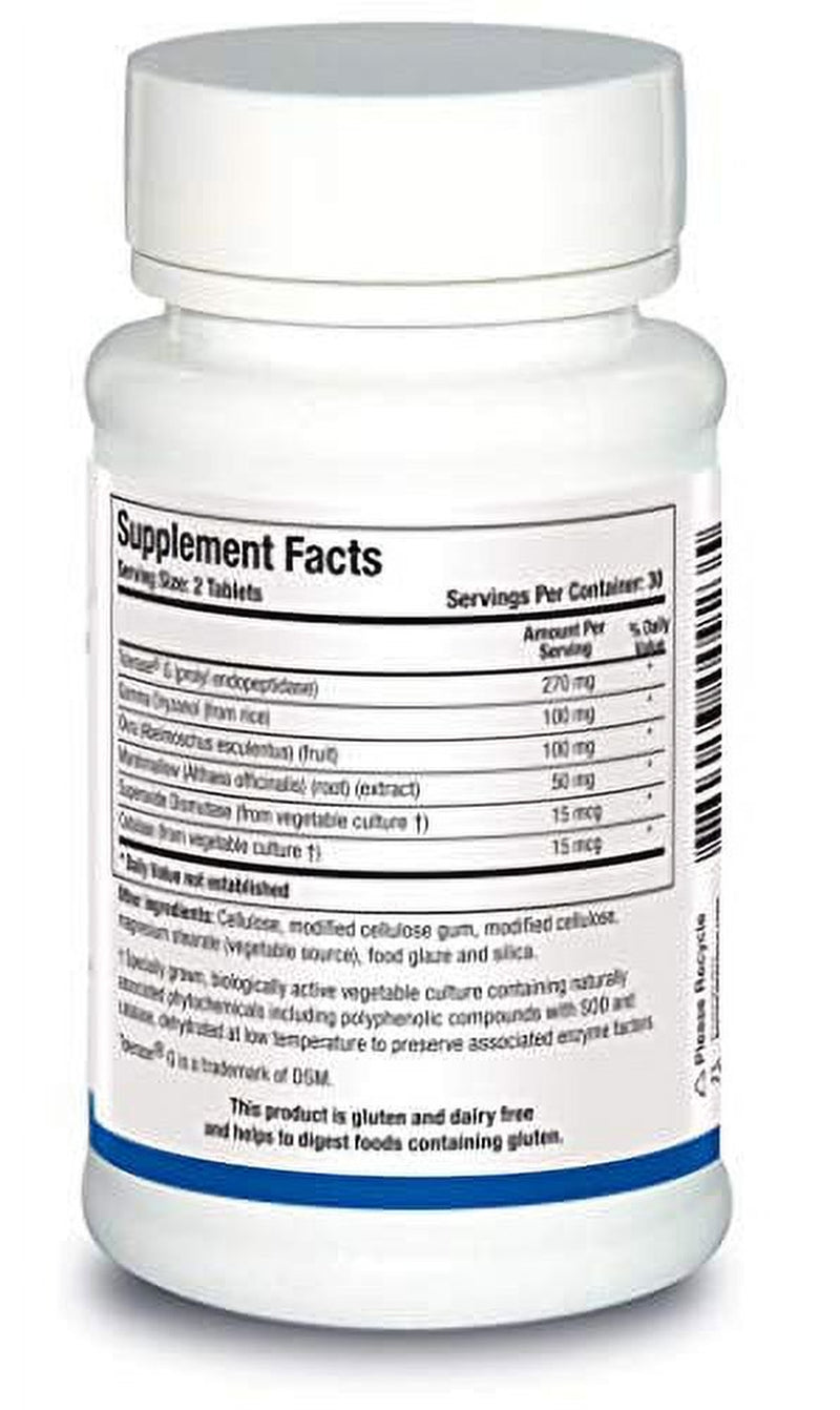 Biotics Research Gluterase Dietary Enzymes for Digesting Gluten, Specialized Enzyme Preparation, Tolerase, Gut-Supportive Nutrients, Okra, Marshmallow, Vitamin U Complex. 60 Tablets.