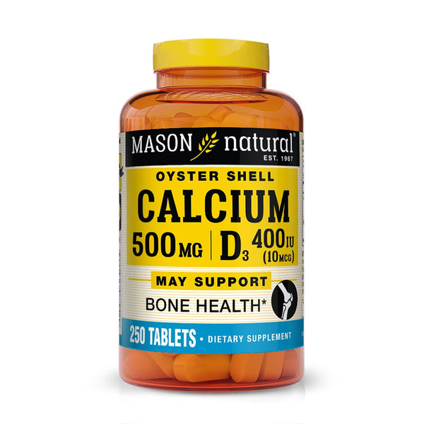 Mason Natural Calcium 500Mg with Vitamin D3 - Strengthens Muscle Function, 250 Tablets
