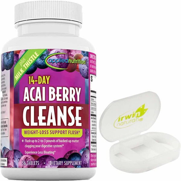 Applied Nutrition Acai Berry Cleanse 14 Day Weight Loss Dietary Supplement W/Pill Case