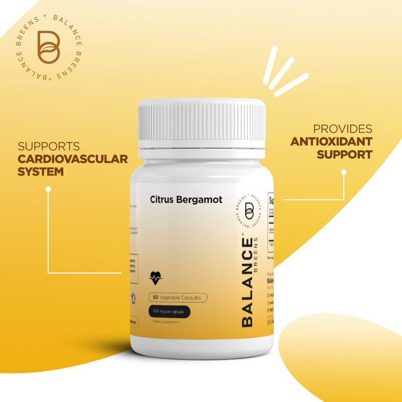 Citrus Bergamot 500Mg - Revitalize Your Heart Health - Advanced Bergamot Supplement for Metabolism & Cholesterol Health - 60 Vegan Capsules by Balance Breens
