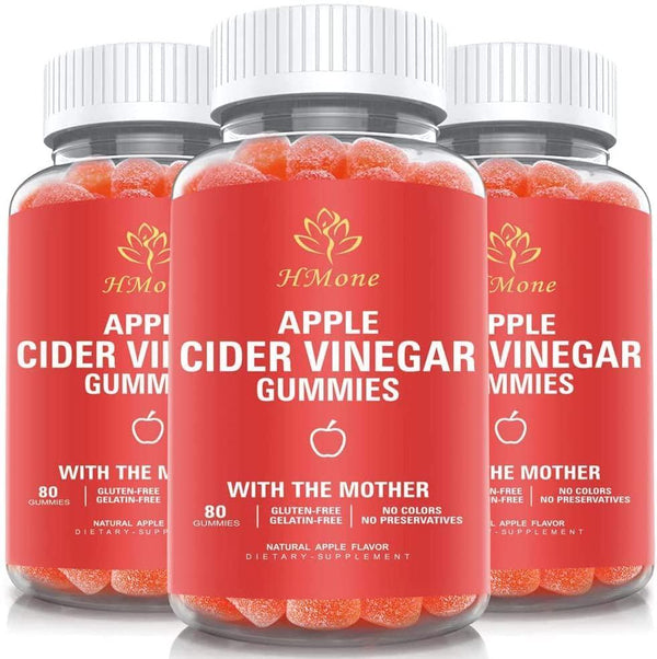 3Pack Organic Apple Cider Vinegar Gummies ACV Gummy with Mother for Immune Support, Energy Boost and Gut Health - Supports Digestion, Detox and Cleanse for Adults and Kids