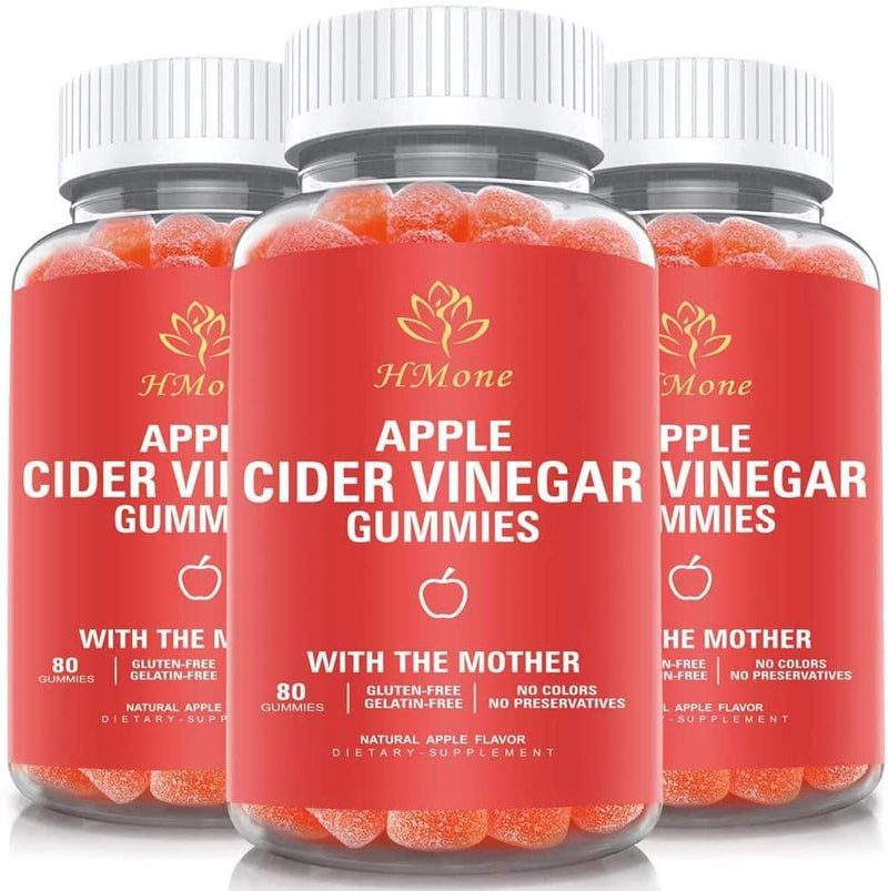 3Pack Organic Apple Cider Vinegar Gummies ACV Gummy with Mother for Immune Support, Energy Boost and Gut Health - Supports Digestion, Detox and Cleanse for Adults and Kids