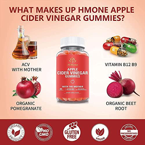 3Pack Organic Apple Cider Vinegar Gummies ACV Gummy with Mother for Immune Support, Energy Boost and Gut Health - Supports Digestion, Detox and Cleanse for Adults and Kids