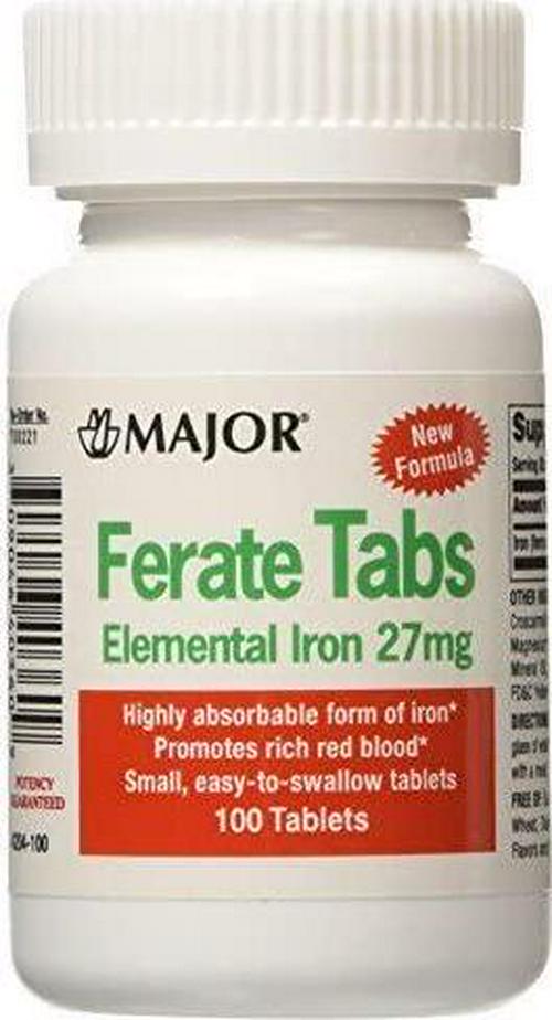 [3 PACK] FERATE? FERROUS GLUCONATE HIGH POTENTCY IRON SUPPLEMENT 100CT *COMPARE TO THE ACTIVE INGREDIENTS FOUND IN FERGON? and SAVE!!!* by MAJOR PHARMACEUTICALS