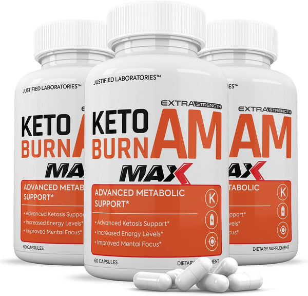 (3 Pack) Keto Burn AM Max 1200MG Pills Includes Apple Cider Vinegar goBHB Strong Exogenous Ketones Advanced Ketogenic Supplement Ketosis Support for Men Women 180 Capsules