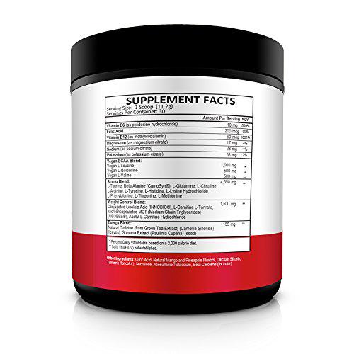 3 in 1 Preworkout + BCAA's + CLA - Energy, Endurance, Weight Loss, Recovery - Vegan - 30 Day Supply