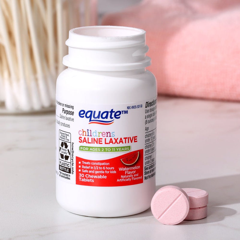 Equate Children'S Saline Laxative for Bowel Issues, Chewable Tablets, Watermelon Flavor, over the Counter, 30 Count