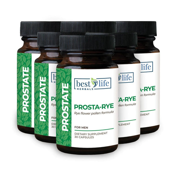 Prosta-Rye Natural Prostate Supplement for Men That Are Experiencing Enlarged Prostate, Frequent Urination, Overactive Bladder - 6 Bottles, 180 Capsules
