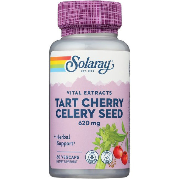 Solaray Tart Cherry & Celery Seed | Healthy Uric Acid Levels, Joint, Muscle Recovery & Sleep Support | 60 Vegcaps