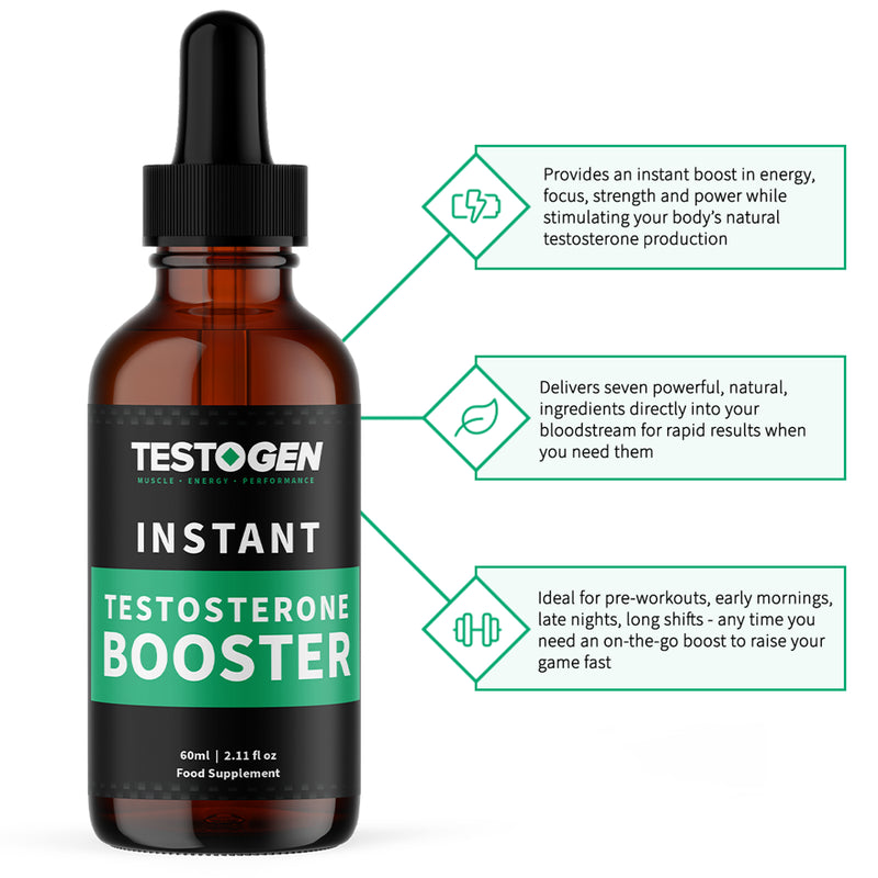 Testogen Testosterone Booster Drops for Men, 30 Day Supply, Herbal Supplement to Boost Testosterone Levels Fast