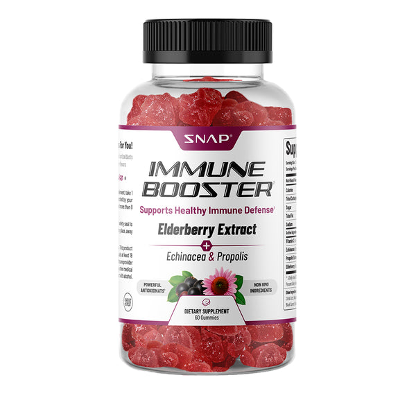 Elderberry Immune Booster Gummies Snap Supplements - Vitamin C, Propolis, Echinacea Extract for Kids & Adults - 60 Gummy