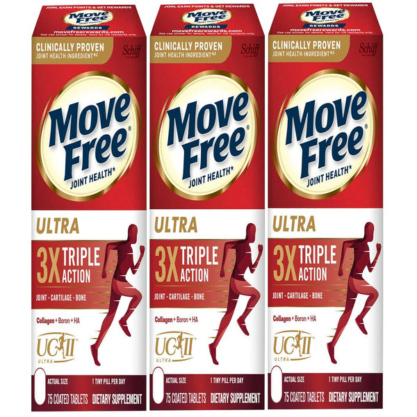 3 Pack | Schiff Move Free Ultra Triple Action Joint Supplement, 75 Tablets