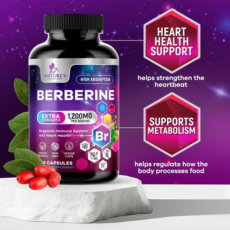 Berberine Supplement 1200Mg per Serving - High Absorption Heart Health Support & Immune System Support - Berberine plus - Berberine HCL Supplement Pills, Gluten-Free, Non-Gmo - 120 Veggie Capsules