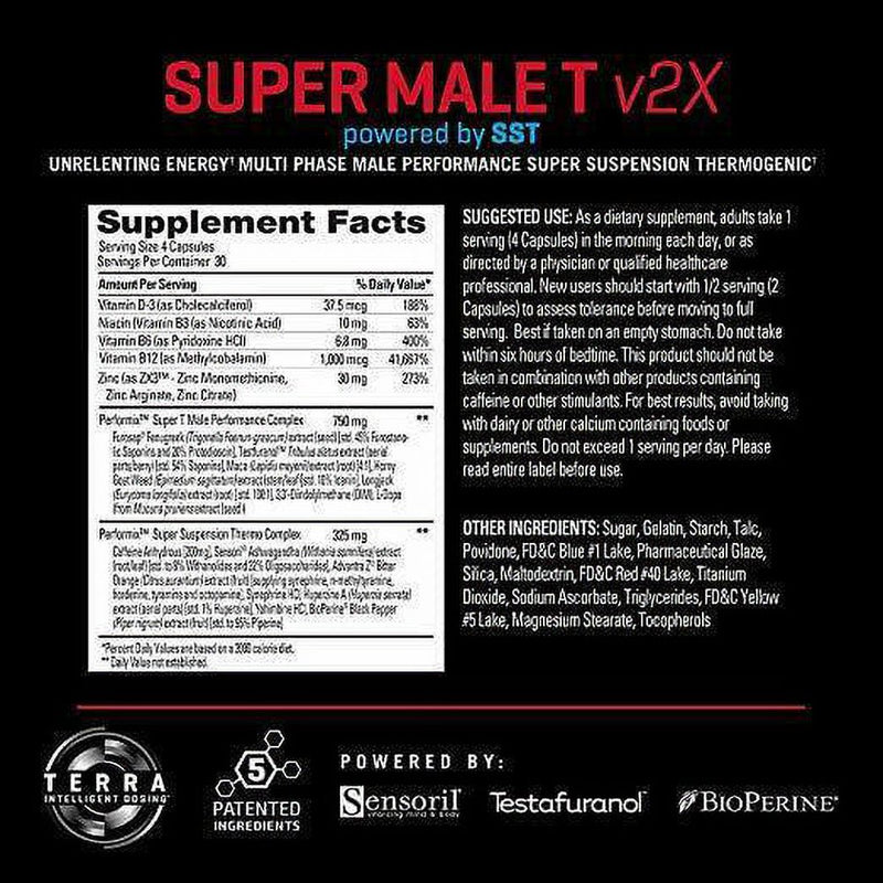 PERFORMIX SUPER MALE T V2X 120 Caps - Performance, Strength, Lean Muscle, SST Technology