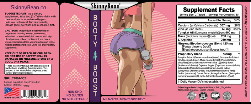 Skinny Bean® Butt Bigger Enhancement & Enlargement Booty Growth Vitamin Supplement