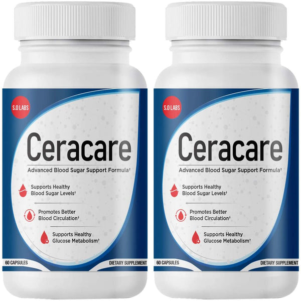 Ceracare - Advanced Blood Sugar Support Formula - Dietary Supplement Pills for Healthy Blood Sugar Levels - Promotes Better Blood Circulation and Healthy Glucose Metabolism - 120 Capsules (2 Pack)