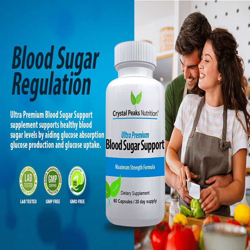 Ultra Premium Blood Sugar Support Supplement - 20 Natural Ingredients Prime Formula – Includes Zinc, Manganese, Banaba, Mulberry and More - 60 Capsules, 30-Day Supply