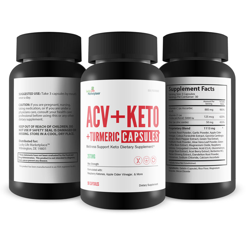 ACV + Keto + Turmeric - Support Reduced Inflammation - Keto Friendly ACV + Turmeric Supplement - Balance Blood Sugar & Support Immune Function with Vitamin C, D, & Zinc - 90 Count