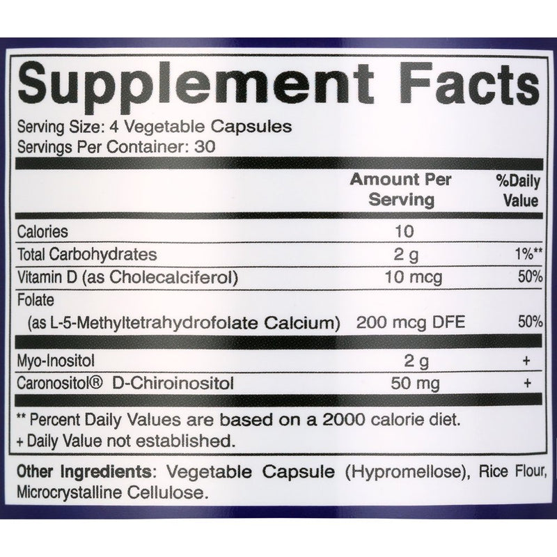2 Pack Vitamatic Myo-Inositol and D-Chiro Inositol plus Folate and Vitamin D, 2000Mg 120 Capsules