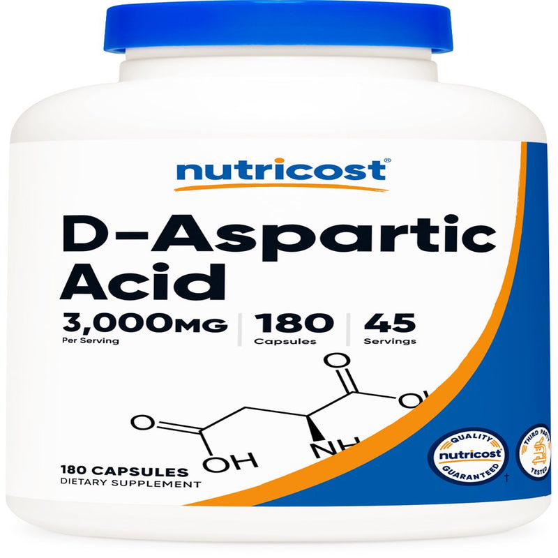 Nutricost D-Aspartic Acid 3000Mg, 180 Capsules - Health Supplement