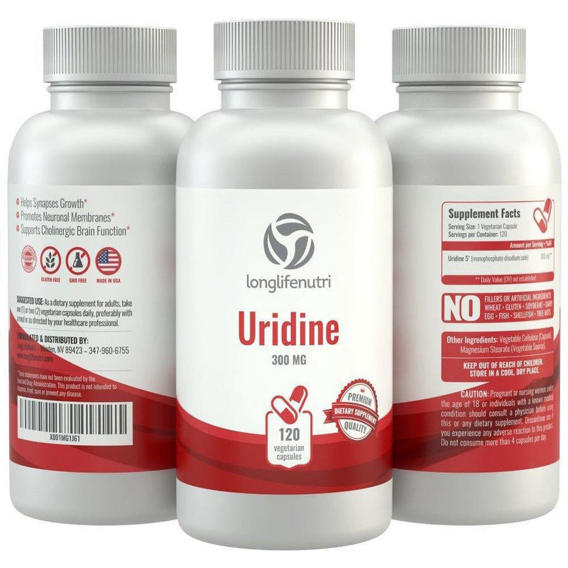 Longlifenutri Uridine Monophosphate, 300Mg, 120 Veg Capsules, Brain & Memory Support