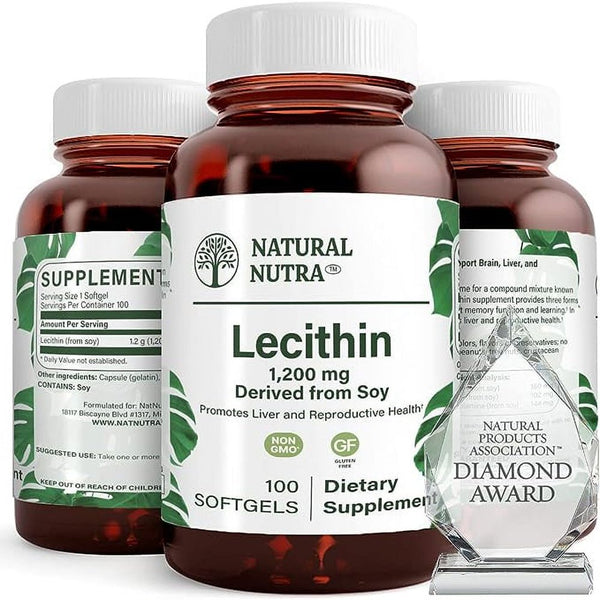 Natural Nutra Soy Lecithin, 1200 Mg Promote the Liver and Reproductive Health - 100 Softgels