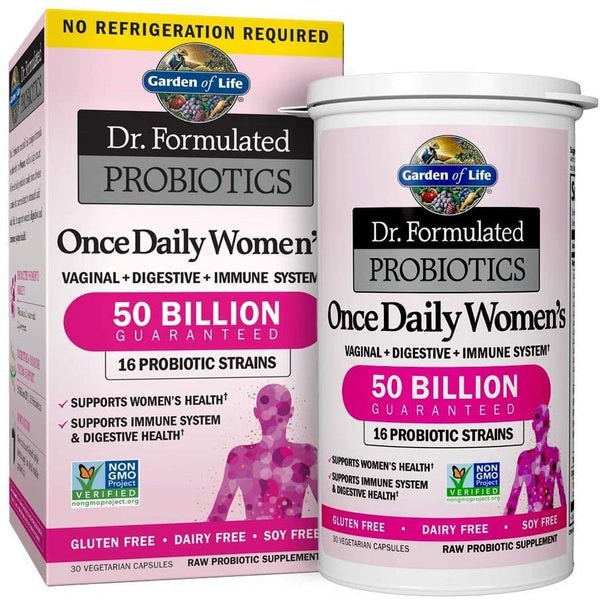 Garden of Life Dr. Formulated Probiotics for Women, Once Daily Women’S Probiotics 50 Billion CFU Guaranteed and Prebiotic Fiber, Shelf Stable One a Day Probiotic No Gluten Dairy or Soy, 30 Capsules