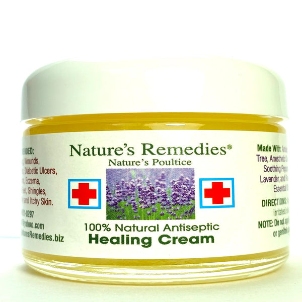 "100% Natural Antiseptic Healing Cream" Heals and Soothes Infected Skin, Bed Sores, Pressure Sores, Wounds, Painful Ulcers, Itching, Scrapes, Rashes, Cuts, Burns, Poison Ivy, Eczema, Psoriasis 2 Oz.